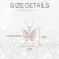 wholesale 925 Sterling Silver Heart-Shaped Butterfly Pendant with Cubic Zirconia Chain Necklaces Gifts for Mother/Wife/Girlfriend/Daughter/Sister/Friend-0-5