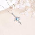 wholesale 925 Sterling Silver Moonstone Starburst Cross Pendant Necklace for Women-0-3