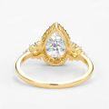 wholesale 14K Solid Gold 1 5Ct Pear Birthstone Halo Art Deco Engagement Ring for Women-0-5