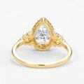 wholesale 925 Sterling Silver Teardrop Sapphire Rings Wholesale With Zircon Halo And Leaf Motif-0-5