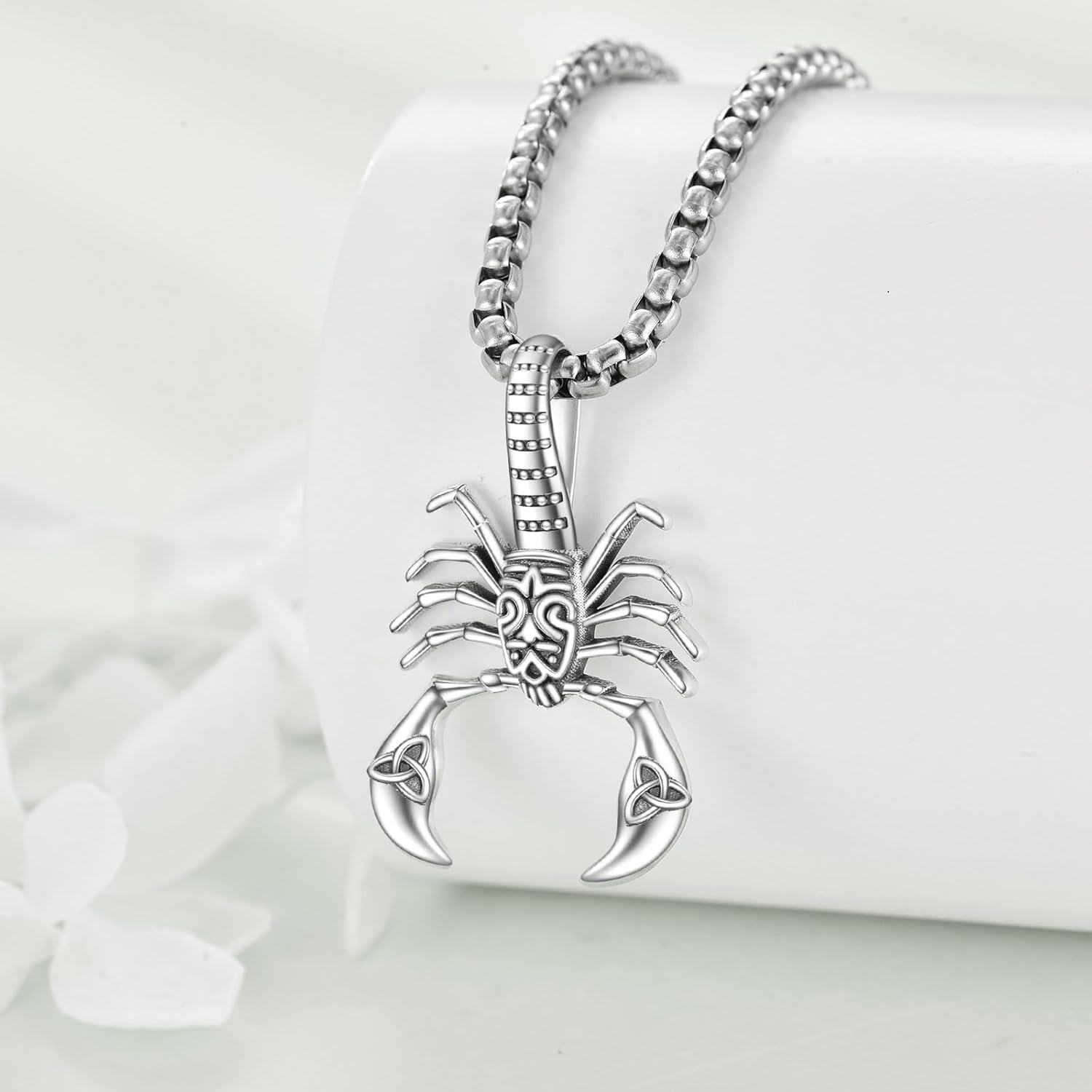 wholesale 925 Sterling Silver Gold Plated Scorpion Pendant Necklaces for Men Women Gothic Punk Style  47cm Chain Length-0-2