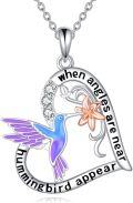wholesale 925 Sterling Silver Hummingbird Pendant Necklace for Women Girls Gifts Love Heart Charm Chain Jewelry Accessories 45cm/18 Length-0-0