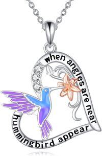 wholesale 925 Sterling Silver Hummingbird Pendant Necklace for Women Girls Gifts Love Heart Charm Chain Jewelry Accessories 45cm/18 Length-Hummingbird