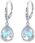 wholesale 925 Sterling Silver Teardrop Blue Opal Phoenix Heart Drop Earrings-0-0