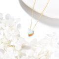 wholesale 14K Gold White Opal Heart Evil Eye Hamsa Hand Pendant Necklace-0-3