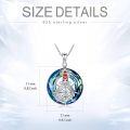 wholesale 925 Sterling Silver Round Blue Crystal Ocean Wave Lighthouse Compass Pendant Necklace-0-4
