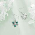 wholesale 925 Sterling Silver Heart-Shaped Emerald Green Drop Earrings with Celtic Knot Design - Irish Style  for Her-0-3
