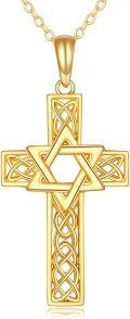 wholesale 14K Gold Star of David Celtic Knot Cross Pendant Necklace Religious  for Men & Women-0-0