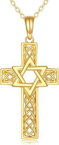 wholesale 14K Gold Star of David Celtic Knot Cross Pendant Necklace Religious  for Men & Women-Star of David