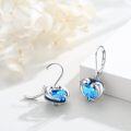 wholesale 925 Sterling Silver Blue Crystal Heart Dolphin Wave Stud Earrings for Women-0-1