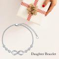 wholesale Sterling Silver & 5A CZ Infinity Daughter Bracelet - Adjustable, Hypoallergenic, Gift for Mom & Daughter-0-5