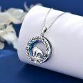 wholesale 925 Sterling Silver Blue Crystal Compass Pendant Necklace with Celtic Knot Design and Mountain Elements-0-3