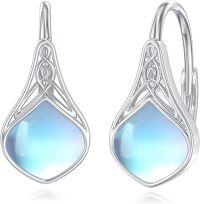 wholesale 925 Sterling Silver Black Onyx Celtic Teardrop Dangle Earrings  for Women-Moonstone Celtic Drop