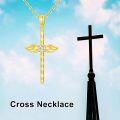 wholesale 14K Gold Diamond Cross Pendant Necklace for Women-0-5