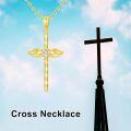 wholesale 14K Gold Diamond Cross Pendant Necklace for Women-0-5