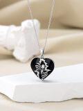 wholesale 925 Sterling Silver Heart-Shaped Black Onyx Skull Pendant Necklace for Women-0-3