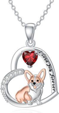 wholesale 925 Sterling Silver Birthstone Dachshund Necklace Dog Lover Gift-2-01-January