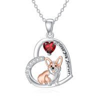 wholesale 925 Sterling Silver Corgi Love Forever Pendant Necklace-2-01-January