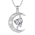TOUPOP Sterling Silver Diamond Moon Star Pendant Necklace-0-0