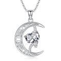 TOUPOP Sterling Silver Diamond Moon Star Pendant Necklace-0-0