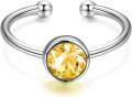 wholesale 925 Sterling Silver & Austrian Crystal November Birthstone Ring for Women - Adjustable, 14K White Gold Plated, Hypoallergenic-0-1