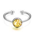 wholesale 925 Sterling Silver Adjustable Rings Wholesale With Yellow Crystal-0-1