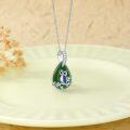 wholesale 925 Sterling Silver Green Jade Pendant Necklace with Blue Enamel Owl Design Gift for Her-0-4