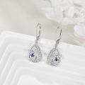 wholesale 925 Sterling Silver Butterfly Teardrop Dangle Earrings with Blue Enamel and Leverback Hooks-0-2