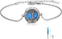 wholesale 925 Sterling Silver Blue Opal Tree of Life Urn Bracelet for Ashes Cremation Jewelry-Opal Tree of Life Urn Bracelet