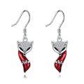 wholesale 925 Sterling Silver Red Enamel Fox Head Drop Earrings Gift for Women Teen Girls Jewelry Accessories-0-0