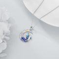 wholesale 925 Sterling Silver Crescent Moon & Blue Whale Charm Necklace for Women's Gifts-0-4