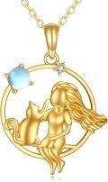 wholesale 14K Gold Mermaid with Cat and Star Pendant Necklace for Women-0-0