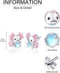 wholesale 925 Sterling Silver Pink Opal Heart Axolotl Stud Earrings for Girls and Women Gift Ideas-0-5