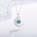 wholesale 925 Sterling Silver Abalone Shell Crescent Moon Pendant Necklace Holiday Gift for Her-0-2