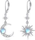 wholesale 925 Sterling Silver Moon & Sun Dangle Earrings with Gemstone s for Women-0-0