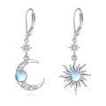 wholesale 925 Sterling Silver Sun Moon Drop Earrings With Moonstone And Cubic Zirconia-0-0