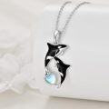 wholesale 925 Sterling Silver Orca Whale Necklace for Women with Heart-Shaped Moonstone Pendant-0-2