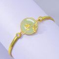 wholesale 925 Sterling Silver Hummingbird Nephrite Jade Bracelet 14k Gold Plated Zircon Accent-0-4