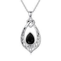 wholesale 925 Sterling Silver Celtic Knot Pendant With Turquoise-Jet Black
