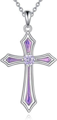 wholesale 925 Sterling Silver 5A CZ Birthstone Necklace for Women Men-F.Light Purple-June-Alexandrite