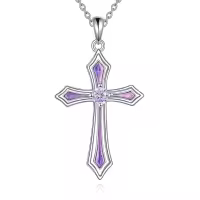wholesale 925 Sterling Silver 5A CZ Birthstone Necklace for Women Men-F.Light Purple-June-Alexandrite