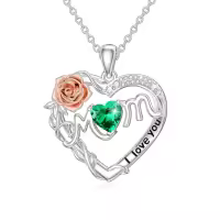 TOUPOP Sterling Silver Mom Pendant Necklace Women Jewelry Gifts-undefined