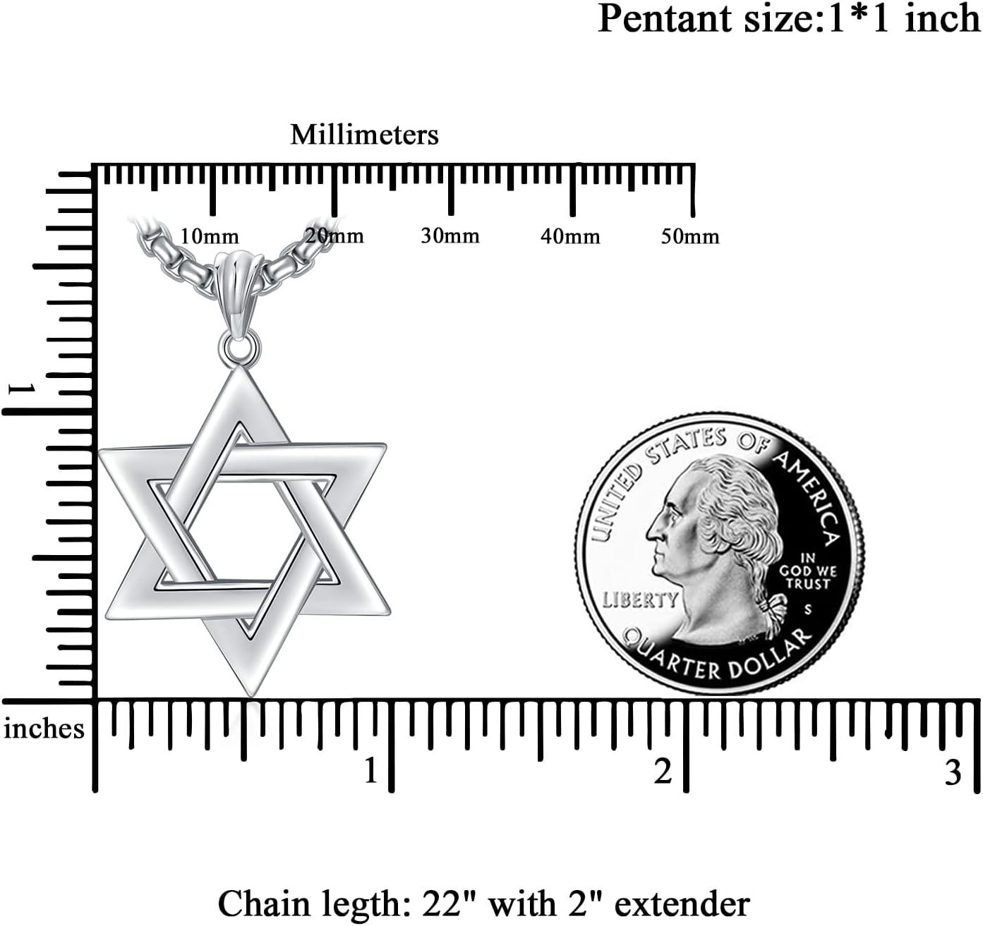 wholesale 925 Sterling Silver Star of David Pendant for Men's Jewelry Necklaces-0-4