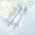 wholesale 925 Sterling Silver CZ Cross Huggie Drop Earrings for Women and Men-0-4