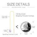 wholesale 14K Gold Cube Crystal Threader Earrings - 23cm Long Chain Drop Earings for Women's s-0-2