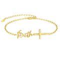 wholesale Gold 925 Sterling Silver Mustard Seed Faith Bracelet with Christian Cross and Heart Charm for Women-0-0