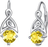 wholesale 925 Sterling Silver Celtic Birthstone Leverback Earrings Trinity Knot Gift-11-November