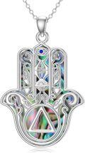 wholesale 925 Sterling Silver Abalone Shell Blue Eye Hamsa Fatima Tree of Life Pendant with 18+2 Extender Chain-0-0