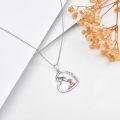 wholesale 925 Sterling Silver Heart-Shaped Unicorn and Girl Pendant Necklace with I Love You Forever Engraving for Women-0-2