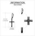 wholesale 925 Sterling Silver Black Cross Dangle Drop Earrings for Women-0-4